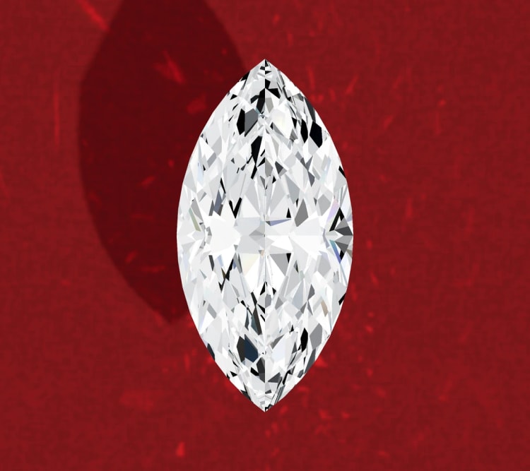 Marquise cut diamond seen face up, showing its two pointed ends, by Lily Dia Jewellery