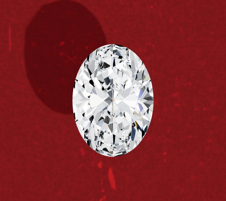 Oval cut diamond seen face up, showing its rounded ends, by Lily Dia Jewellery