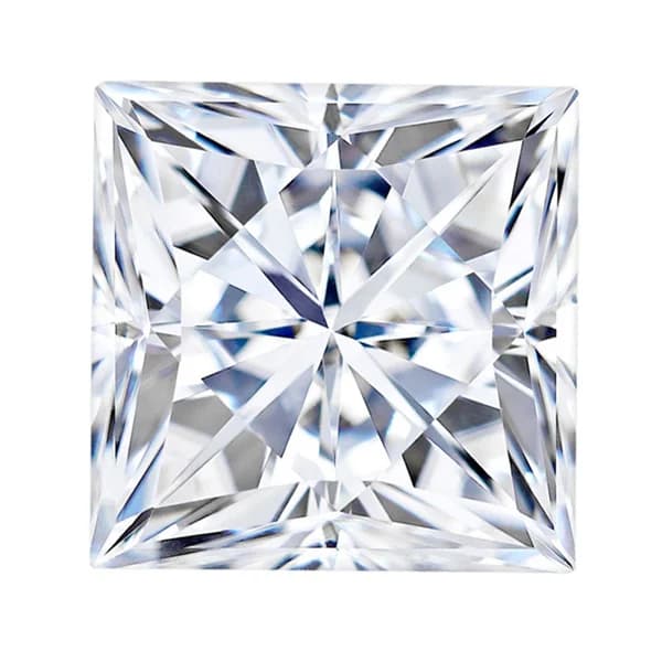 A loose princess cut diamond shown from above, a square brilliant cut with sharp uncut corners, a princess cut diamond shape education guide by Lily Dia Jewellery