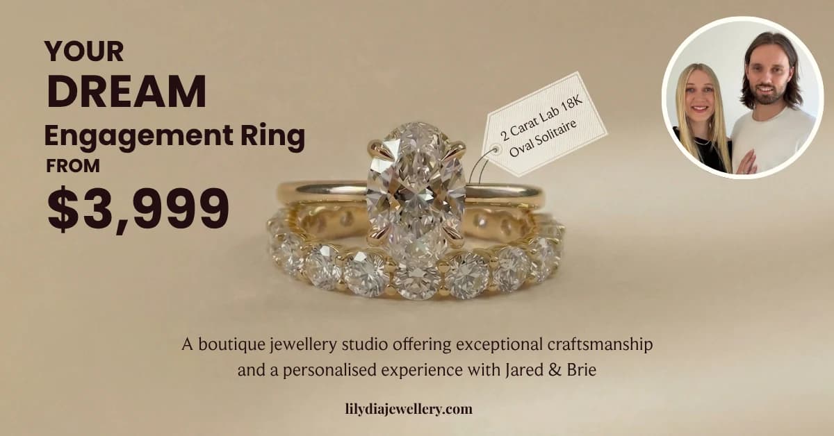 Isabella two carat oval lab-grown diamond engagement ring by Lily Dia Jewellery