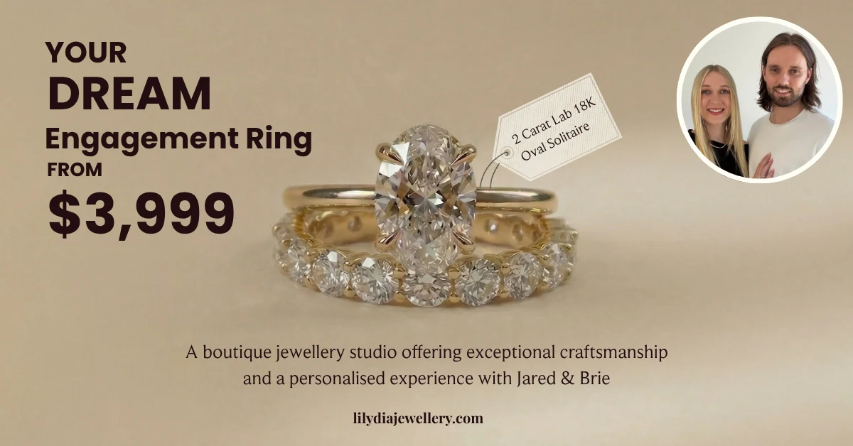 Isabella two carat oval lab-grown diamond engagement ring by Lily Dia Jewellery
