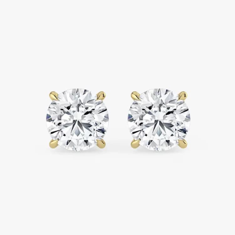 MIA 5mm round moissanite stud earrings in yellow gold by Lily Dia Jewellery