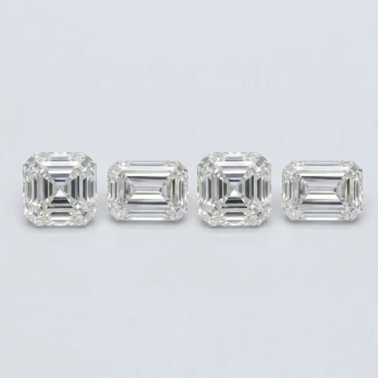 Asscher and emerald cut step cut rings by Lily Dia Jewellery