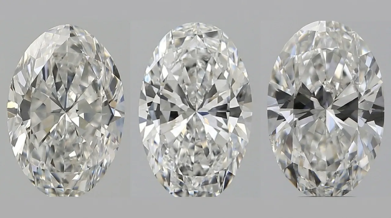 Oval diamond showing bow tie effect by Lily Dia Jewellery