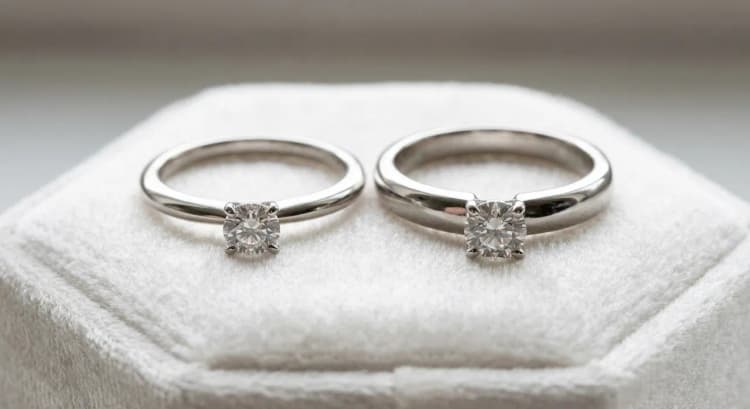 Engagement ring band reshank before and after by Lily Dia Jewellery