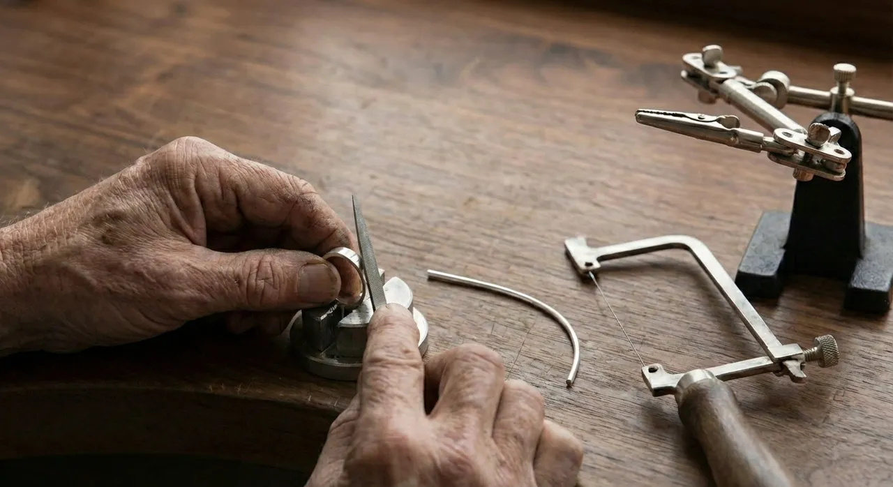 Jeweller reshanking an engagement ring band by Lily Dia Jewellery