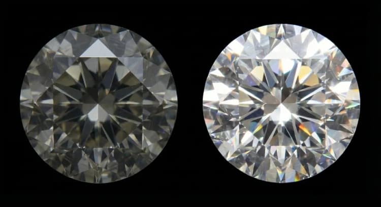 Glassy appearance in low quality moissanite by Lily Dia Jewellery