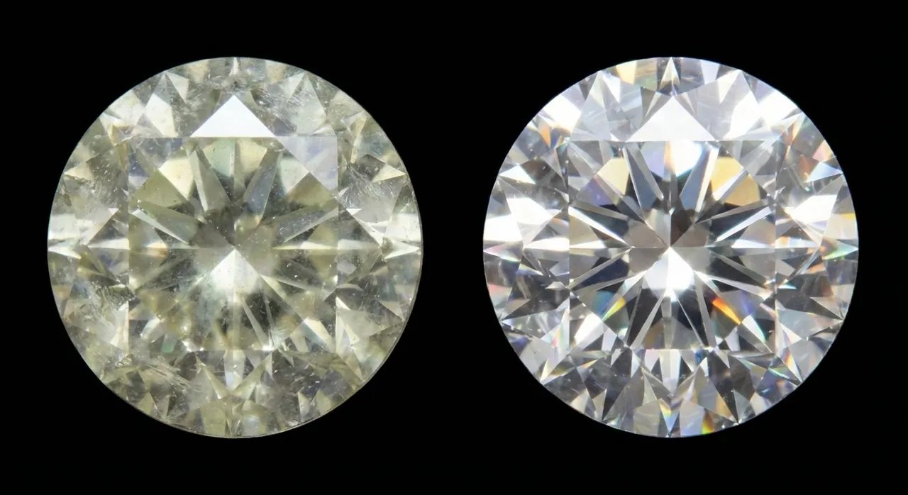 Low quality vs high quality moissanite comparison by Lily Dia Jewellery