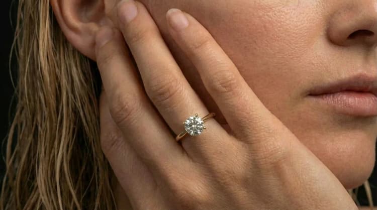 Four claw round solitaire engagement ring by Lily Dia Jewellery