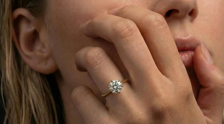 Six claw round solitaire engagement ring by Lily Dia Jewellery