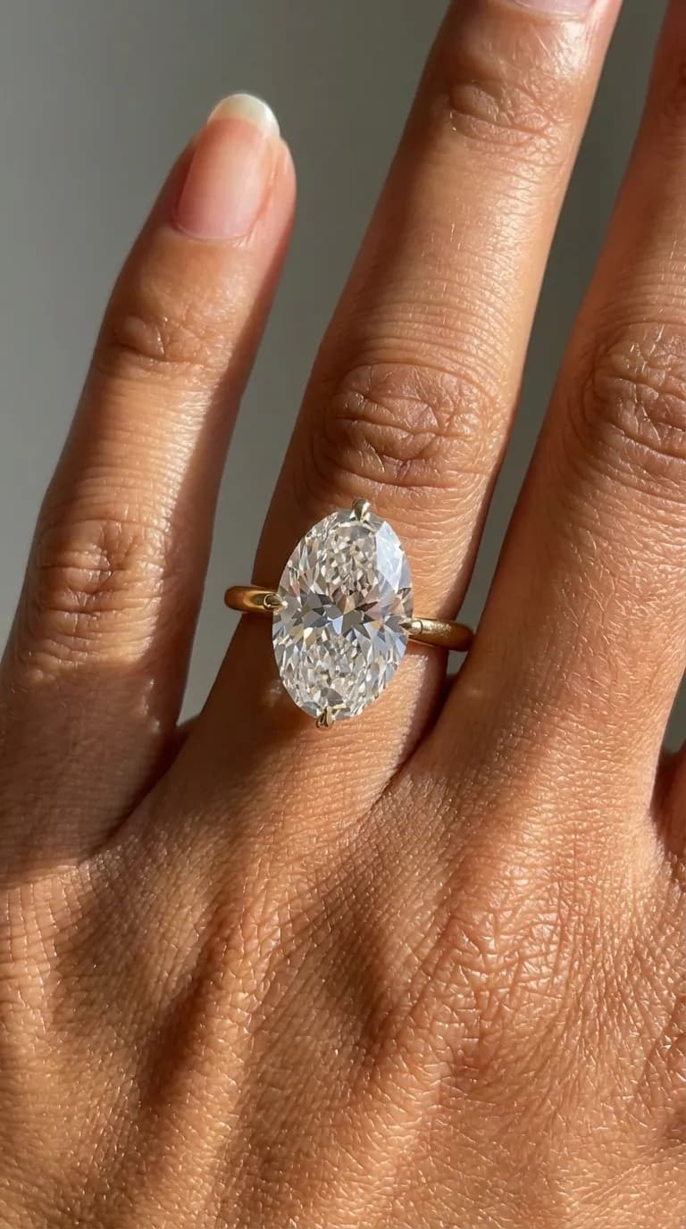 Two carat compass set oval lab-grown diamond or moissanite engagement ring by Lily Dia Jewellery