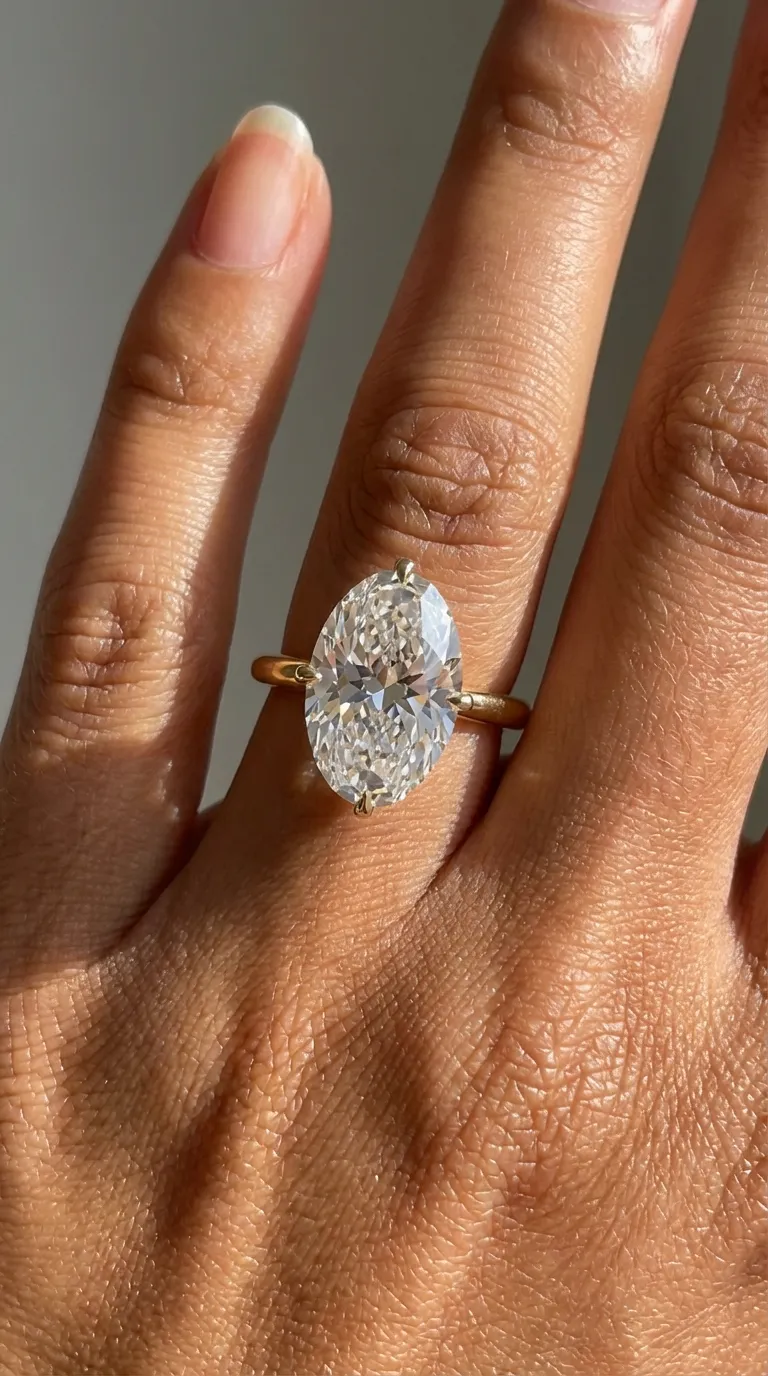 Two carat compass set oval lab-grown diamond or moissanite engagement ring by Lily Dia Jewellery