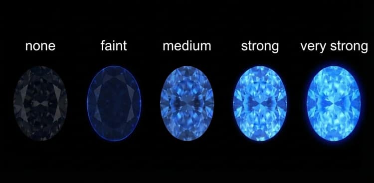Oval diamond UV fluorescence test by Lily Dia Jewellery