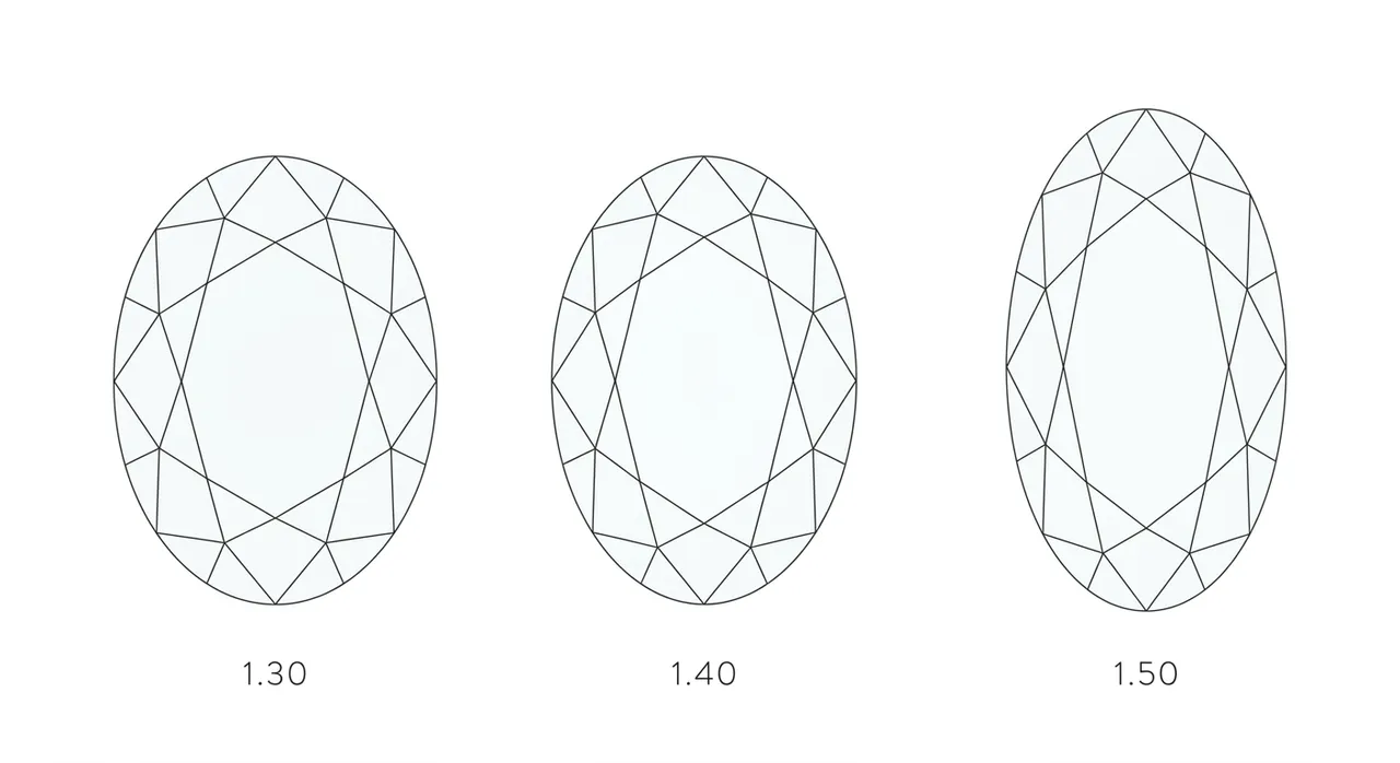 Oval diamond length to width ratio comparison by Lily Dia Jewellery