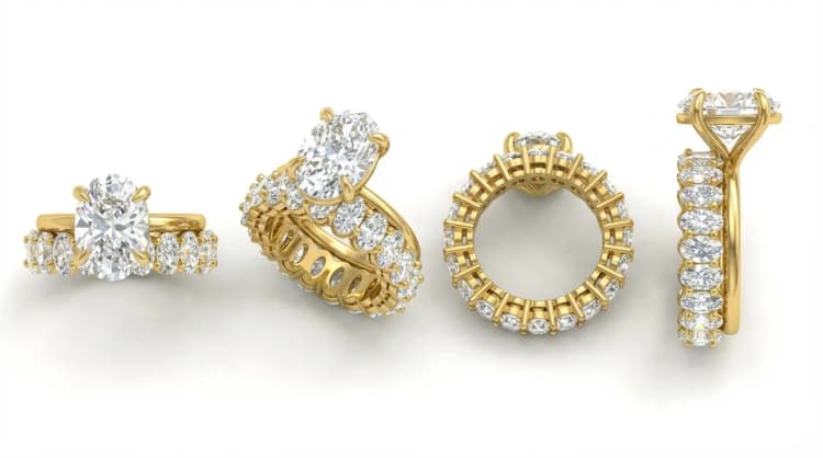 High profile engagement ring CAD showing wedding band fit by Lily Dia Jewellery