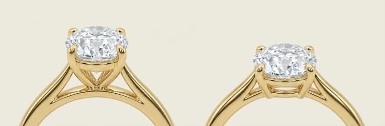 Oval engagement ring high vs low setting by Lily Dia Jewellery