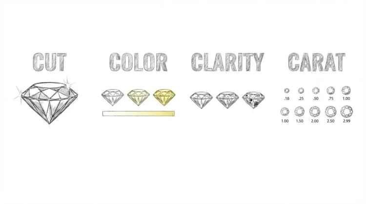 Four Cs of diamonds cut colour clarity and carat by Lily Dia Jewellery